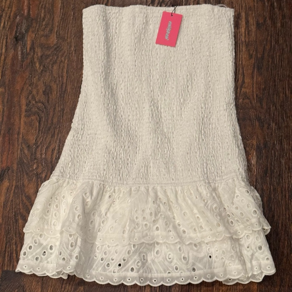 White Eyelet Ruffle Top